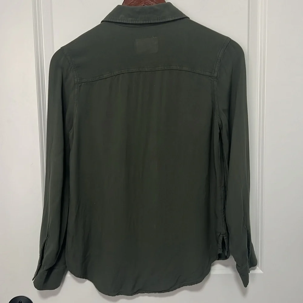 Justice Girls Army Green Long Sleeve Button Down Top size 14/16